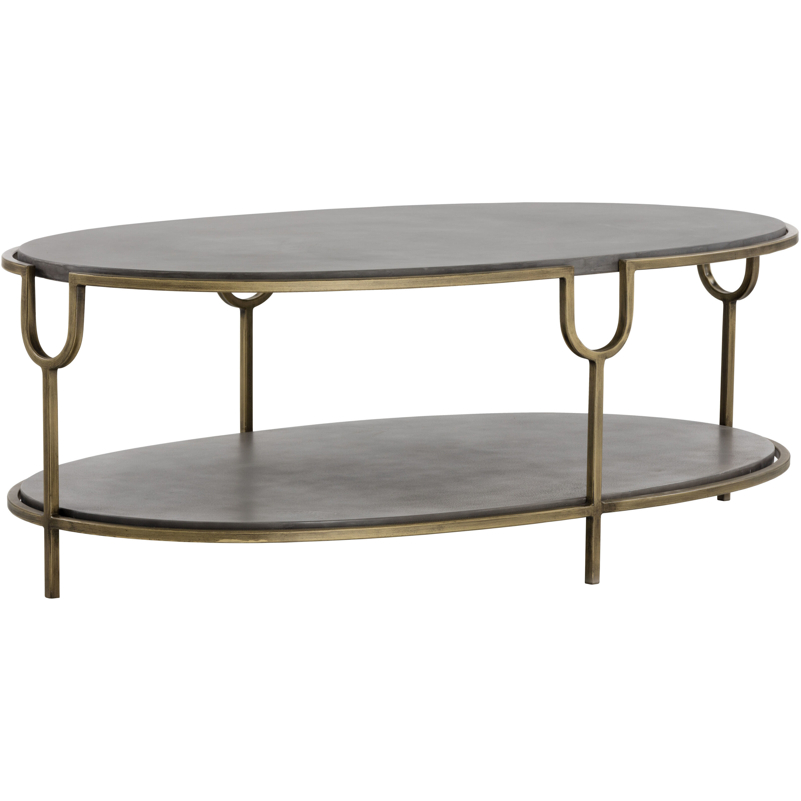 Arya 51 X 31.5 inch Grey / Antique Brass Coffee Table